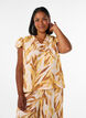 Bluse aus Viskose mit Bl&auml;tterprint und R&uuml;schendetails, Gelb, Model image number 0