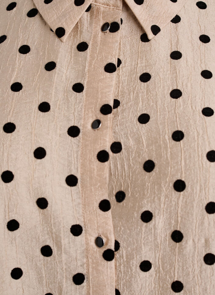 Midi-Hemdkleid mit Punkten und 3/4-Ärmeln, Beige, Packshot image number 2