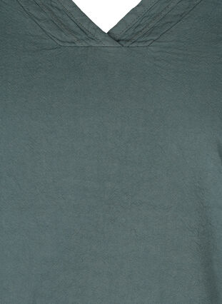 Kurzarm Bluse aus Baumwolle mit V-Ausschnitt, Balsam Green, Packshot image number 2