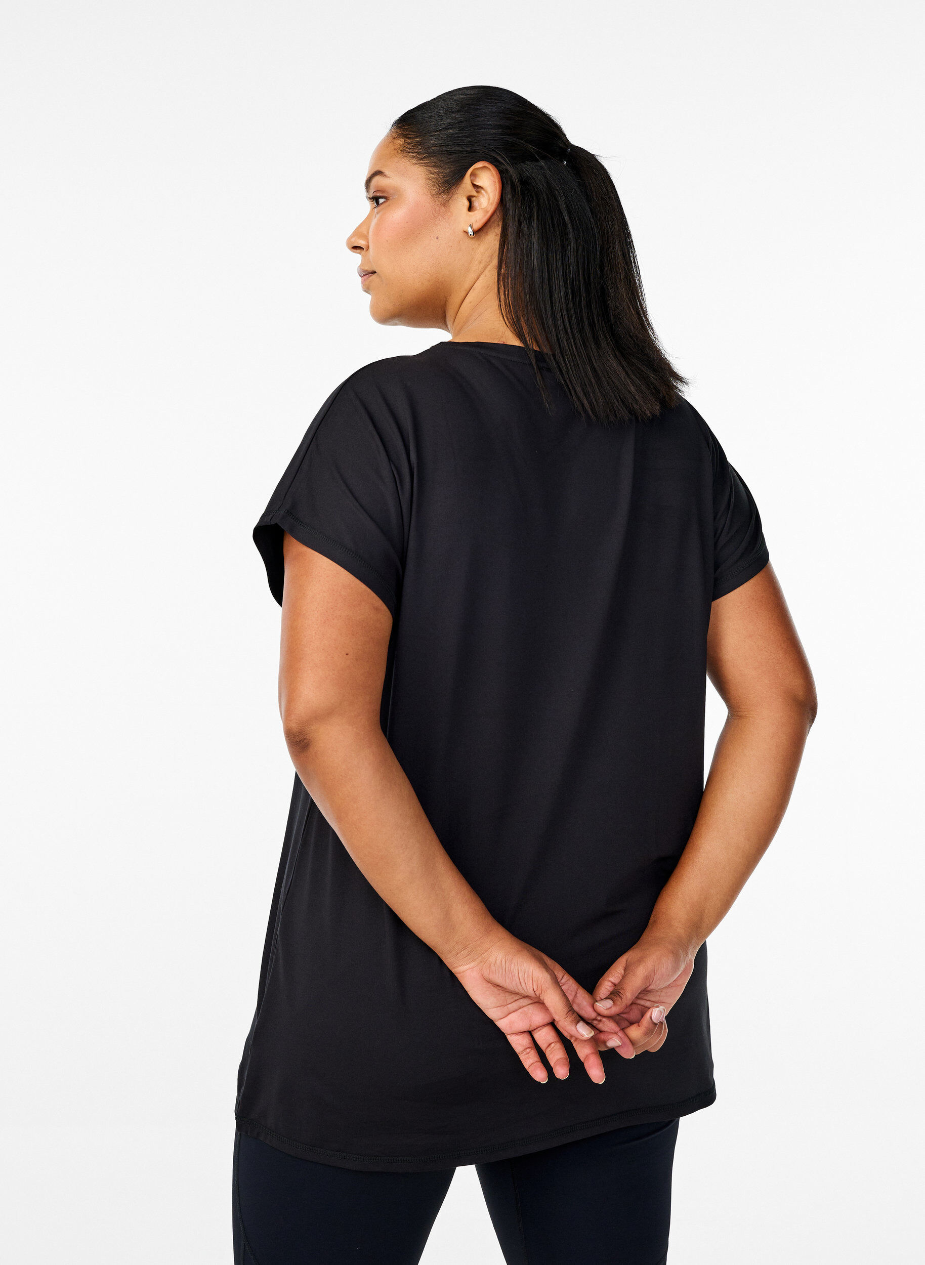 Zizzi Langes Trainingsshirt, Schwarz, Model image number 2