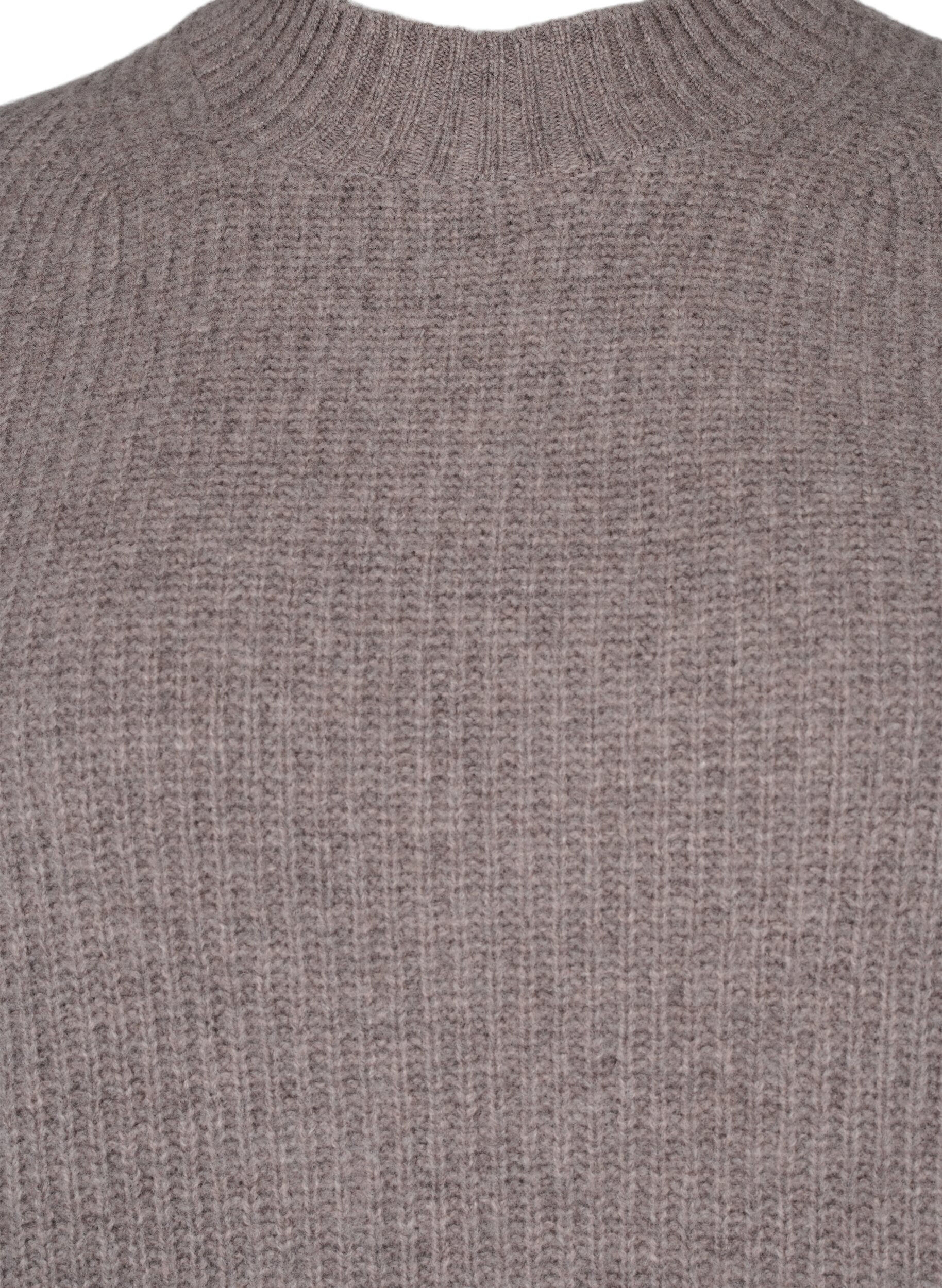 Zizzi Lockerer Strickpullover aus Merinowolle, Desert Taupe Mel., Packshot image number 2