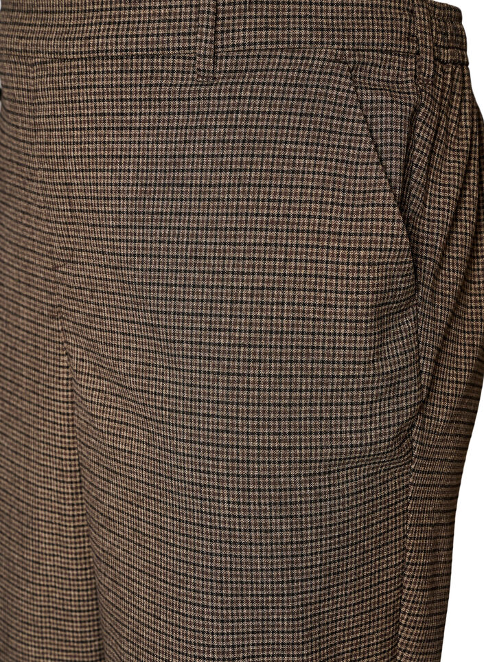 Hose mit kleinem Karomuster und geradem Bein, Braun, Packshot image number 2