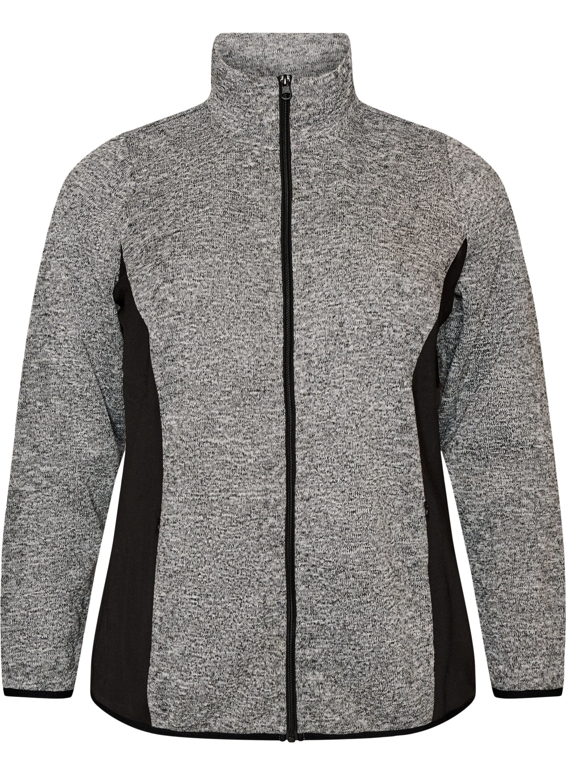 Trainingsjacke mit Kontrasteins&auml;tzen und hohem Kragen
