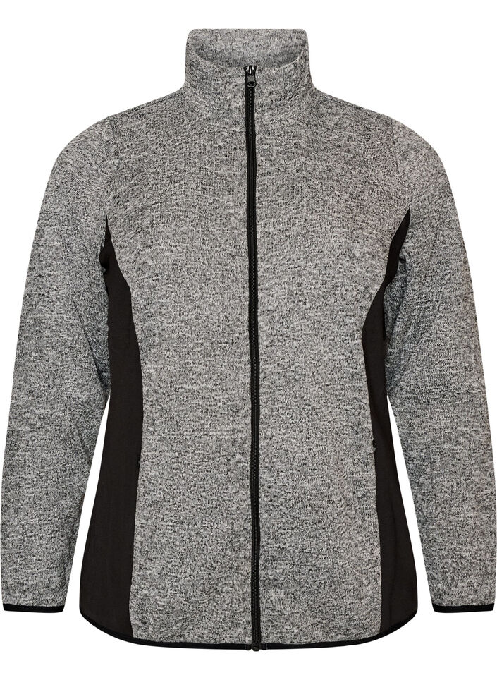 Trainingsjacke mit Kontrasteins&auml;tzen und hohem Kragen, Grau, Packshot image number 0