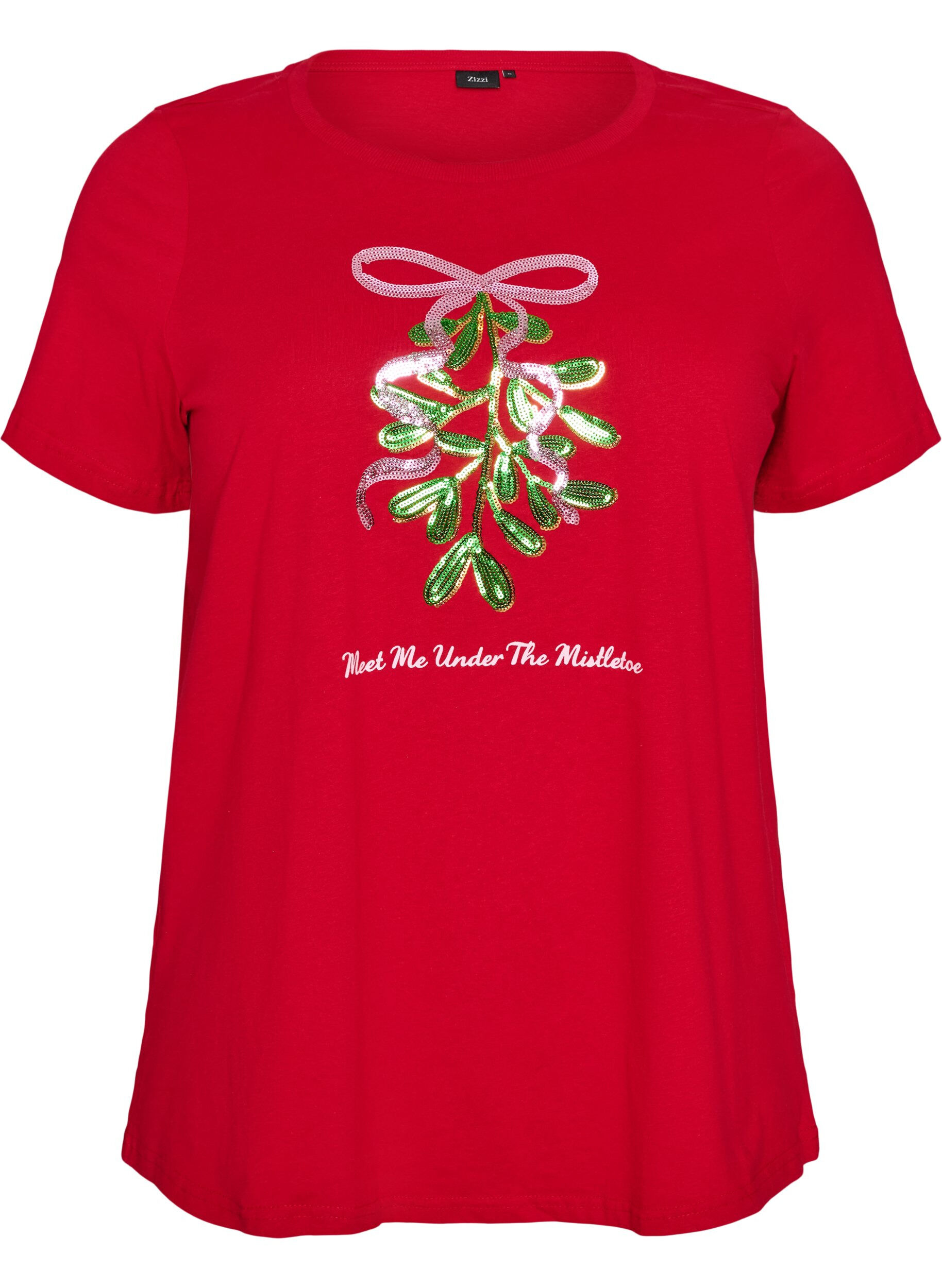 ZizziWeihnachts-T-Shirt aus Bio-Baumwolle, Rot, Packshot image number 0