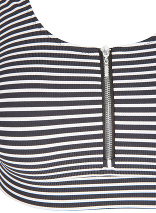 Gestreiftes Bikinioberteil mit Reißverschlussdetail, Navy Striped, Packshot image number 2