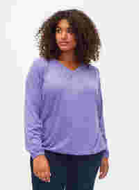 Melierte-Bluse mit langen Ärmeln und V-Ausschnitt, Veronica Mel., Model