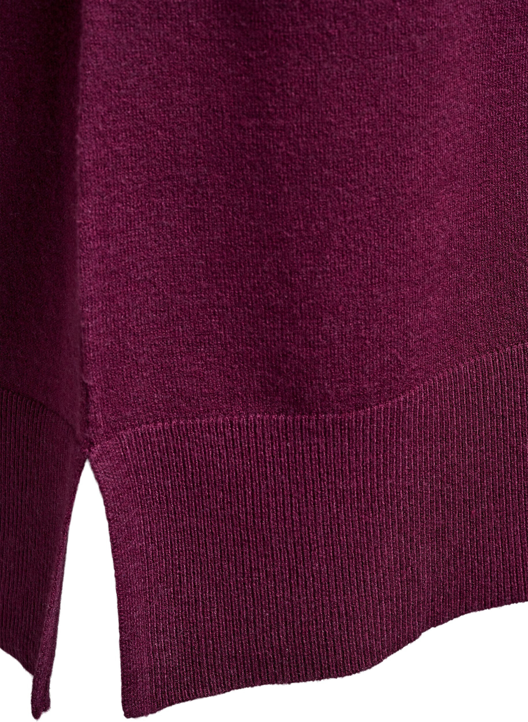 Zizzi Strickkleid mit Raglan&auml;rmeln und Mittelnaht, Dunkles Bordeaux, Packshot image number 3