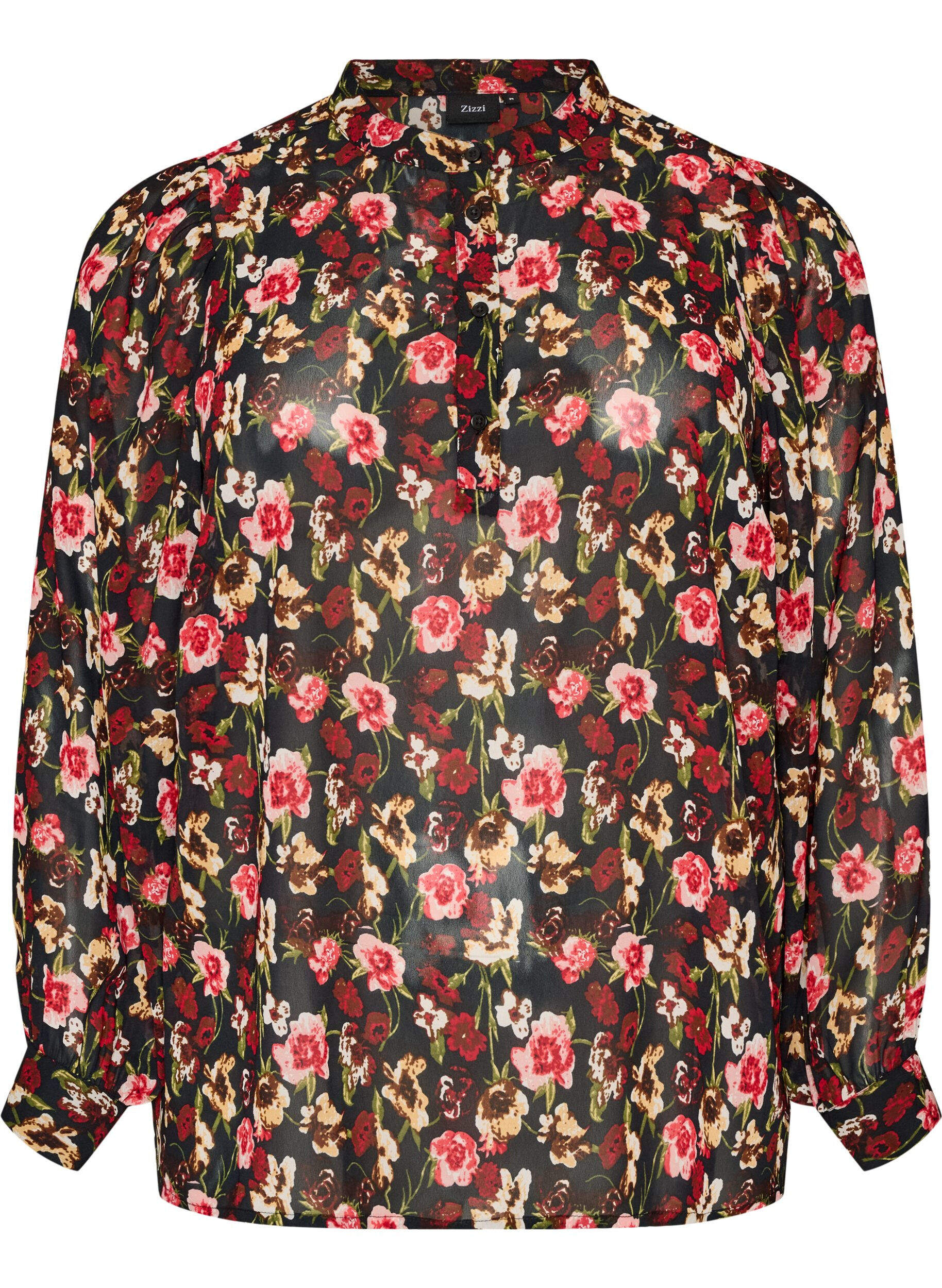 ZizziBluse mit Allover-Print und kurzer Knopfleiste, Rot, Packshot image number 0