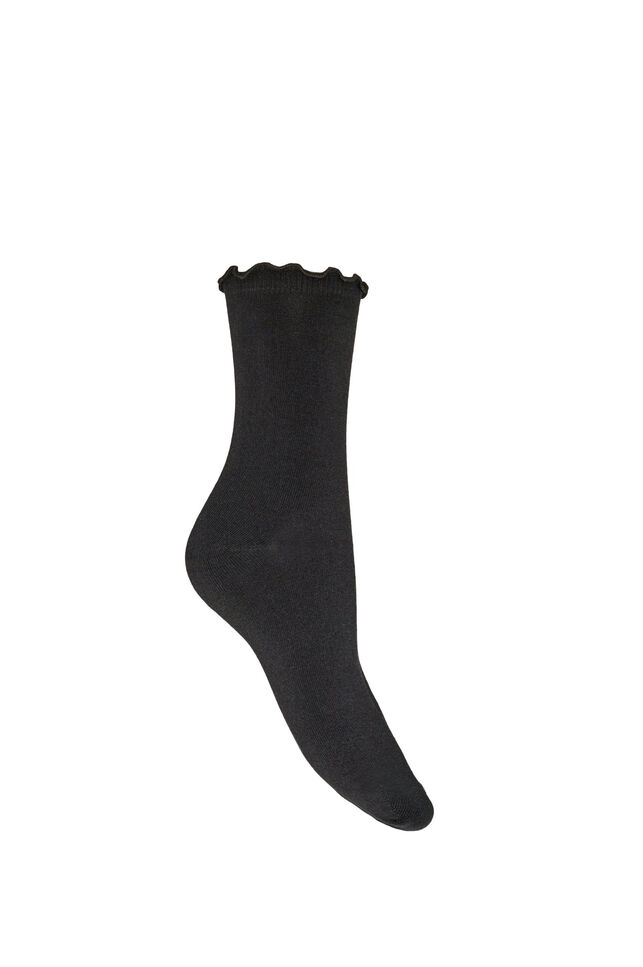 Socken aus Baumwolle mit gewelltem Saum, Schwarz, Packshot image number 1