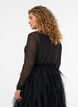 Transparente Bluse aus Mesh mit Strasssteinen, Schwarz, Model image number 2