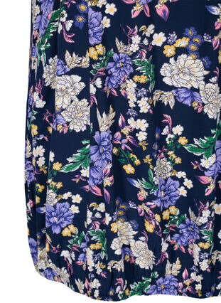 Kurzarm Viskosekleid mit Print, Blue Flower AOP, Packshot image number 3