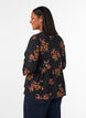 Lang&auml;rmelige Bluse mit gebl&uuml;mtem Muster, Schwarz, Model image number 2