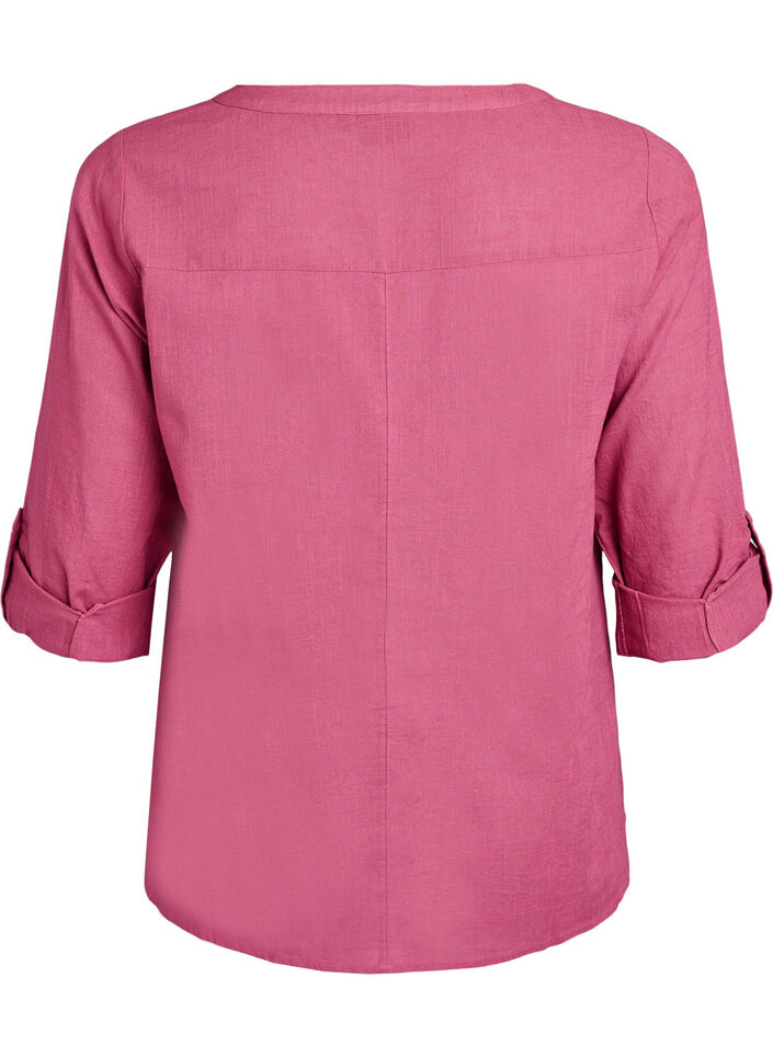 Baumwollbluse mit V-Ausschnitt, Rot, Packshot image number 1