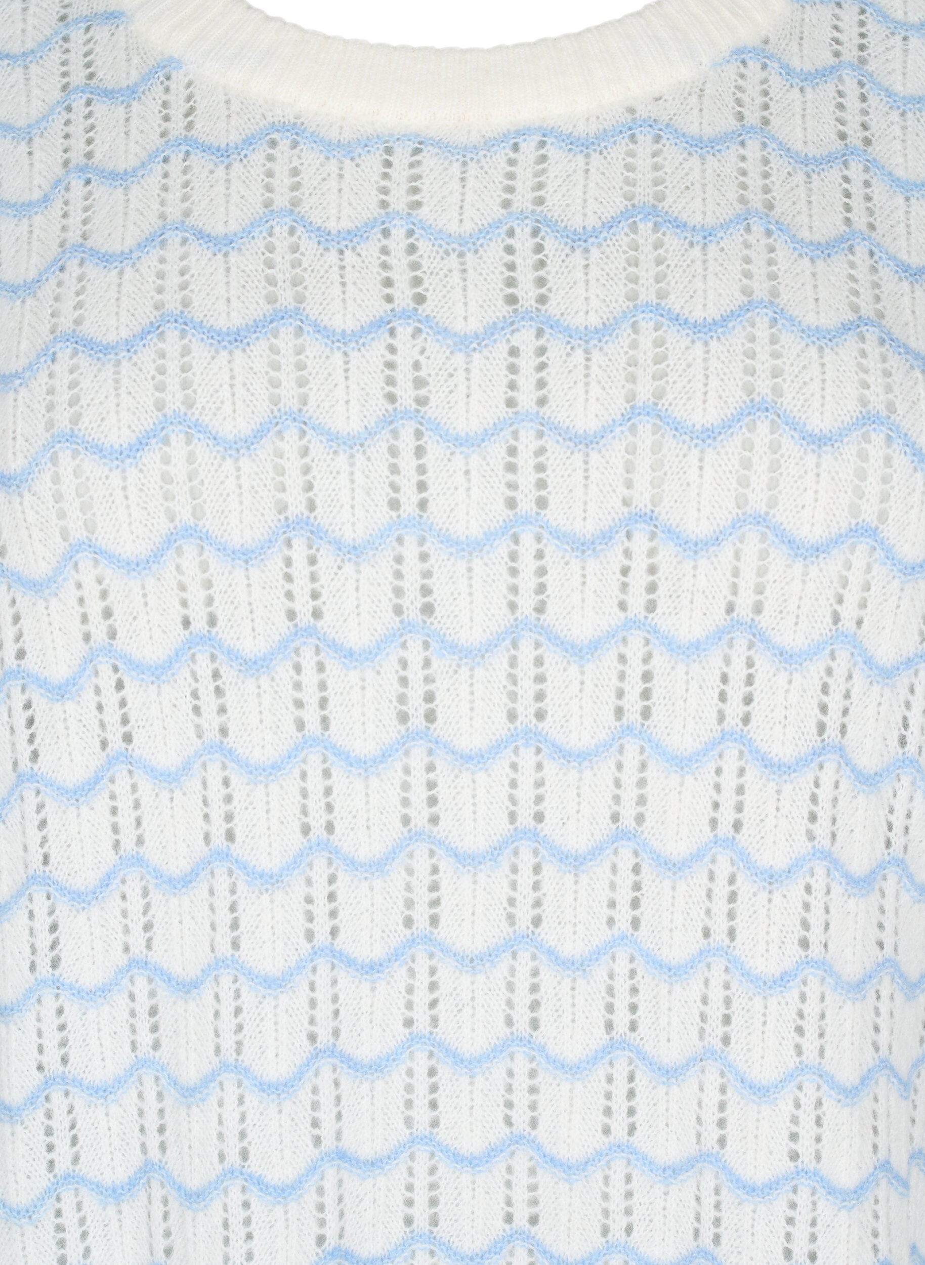 Zizzi Lockere Strickbluse mit Wellenmuster, Cloud Dancer Comb, Packshot image number 2