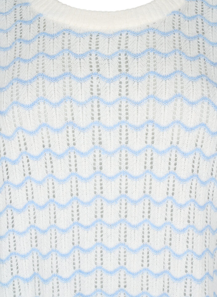 Lockere Strickbluse mit Wellenmuster, Cloud Dancer Comb, Packshot image number 2