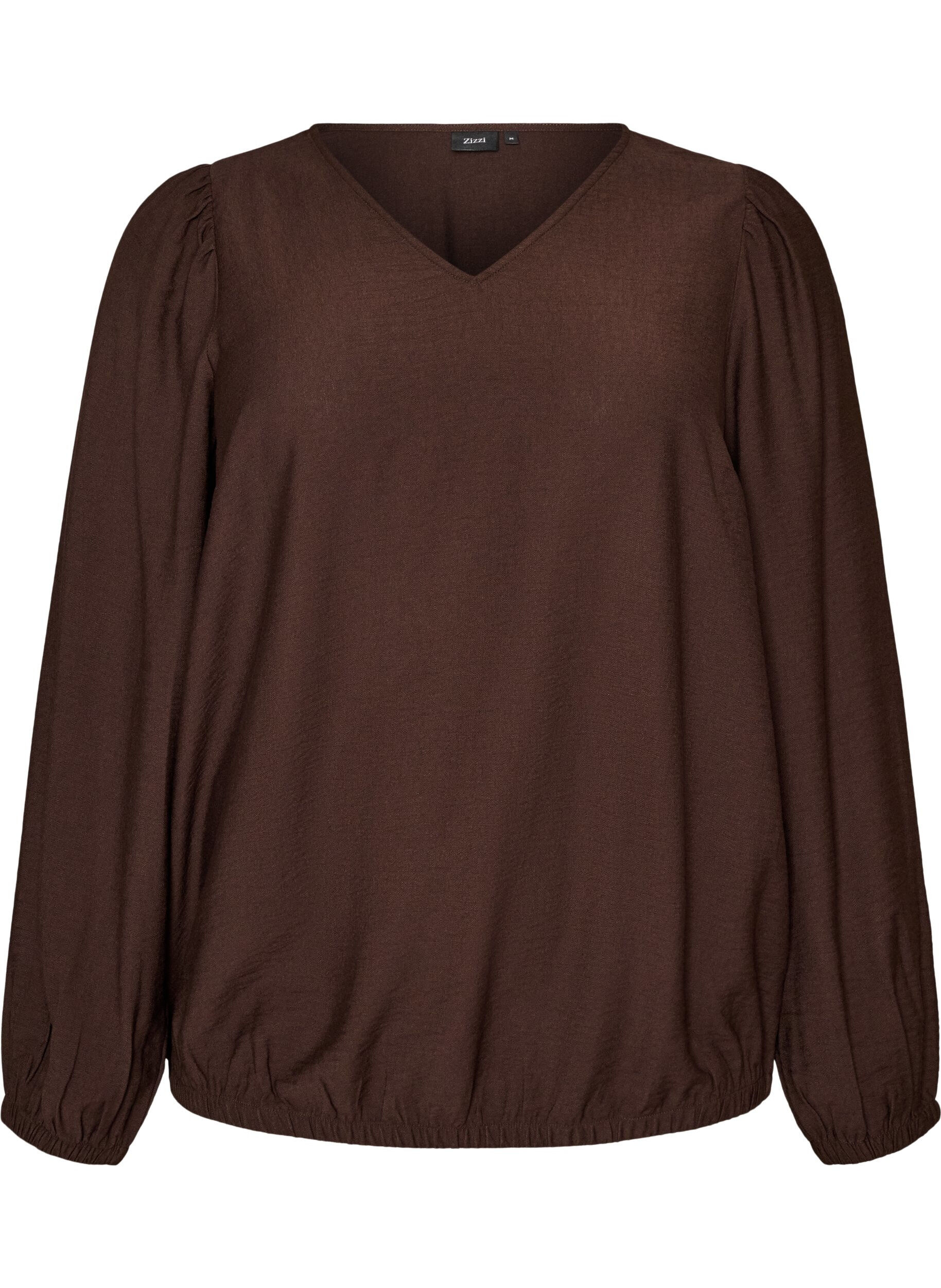 Viskosebluse mit V-Ausschnitt und Ballonform