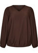 Viskosebluse mit V-Ausschnitt und Ballonform, Braun, Packshot image number 0