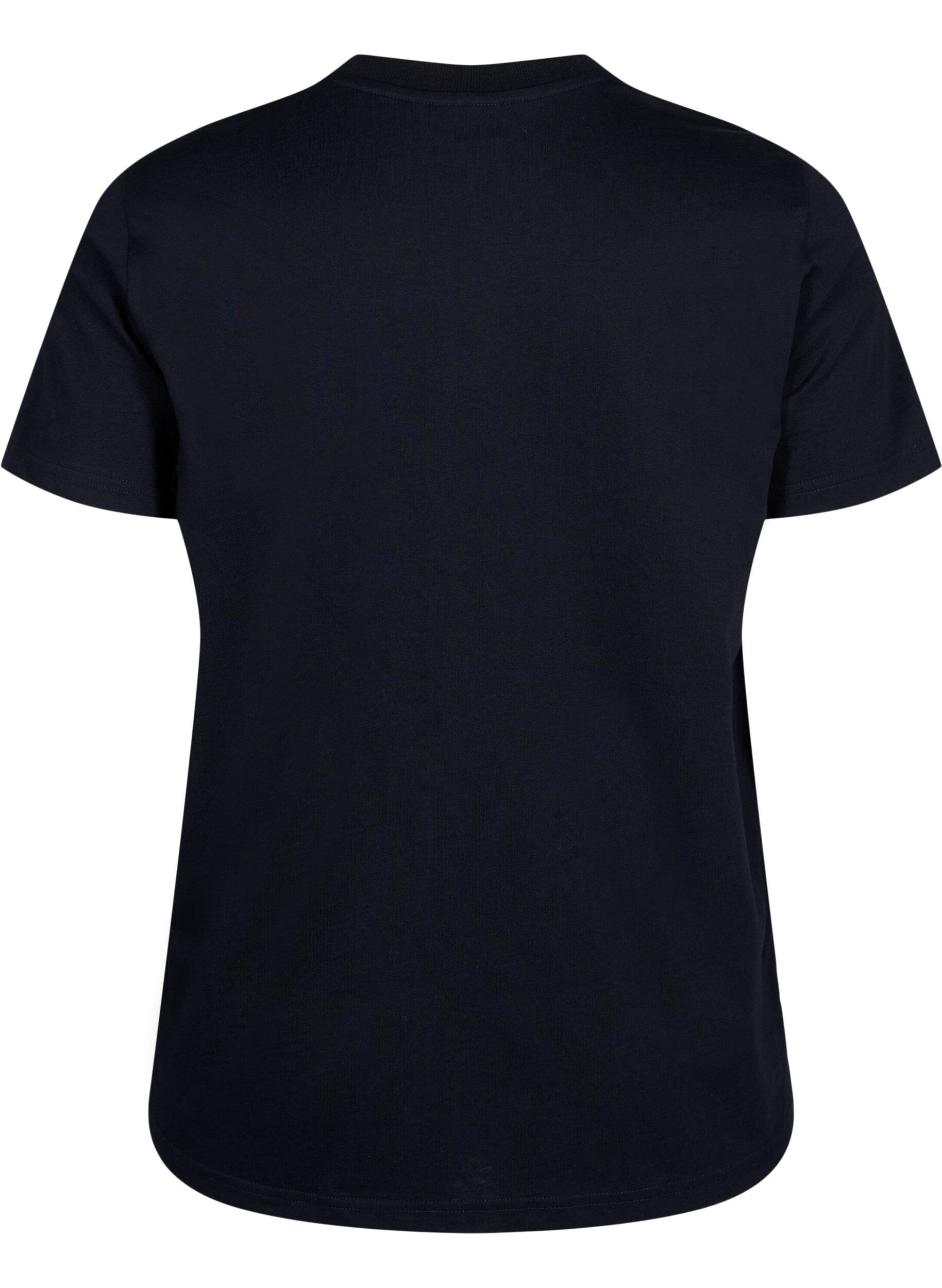 Zizzi Basic-T-Shirt aus Baumwolle mit Rundhalsausschnitt, Schwarz, Packshot image number 1