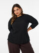 Strukturierte Bluse mit gewellten Kanten, Schwarz, Model image number 0