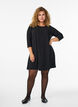 FLASH - Kurz geschnittenes A-Linien Kleid aus Webstoff mit 3/4 Ärmeln, Schwarz, Model image number 1
