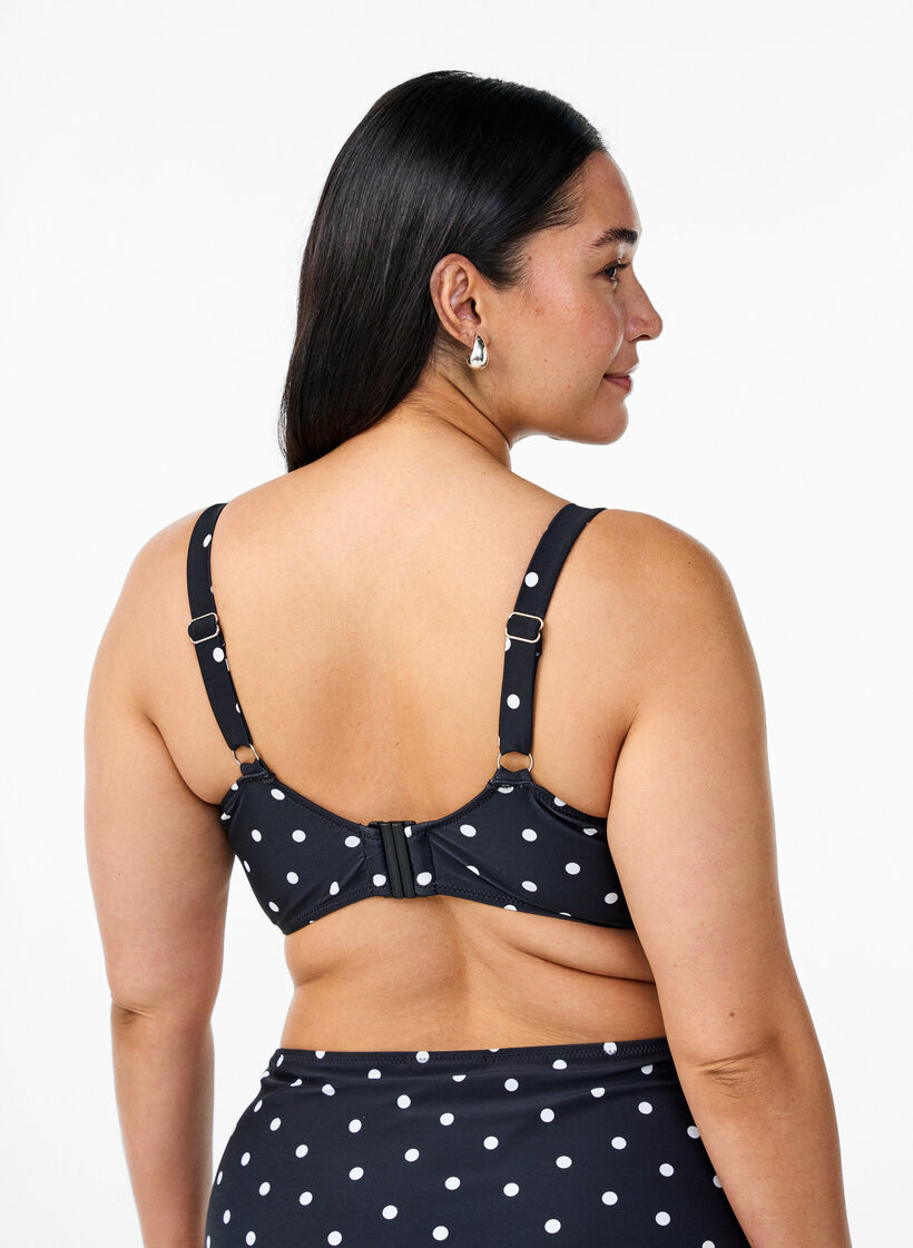 Bikinioberteil mit B&uuml;gel und Muster, Schwarz, Model image number 2