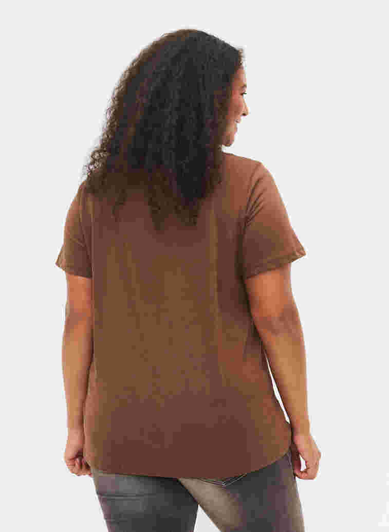 Kurzarm T-Shirt mit Print, Chestnut BG, Model image number 1