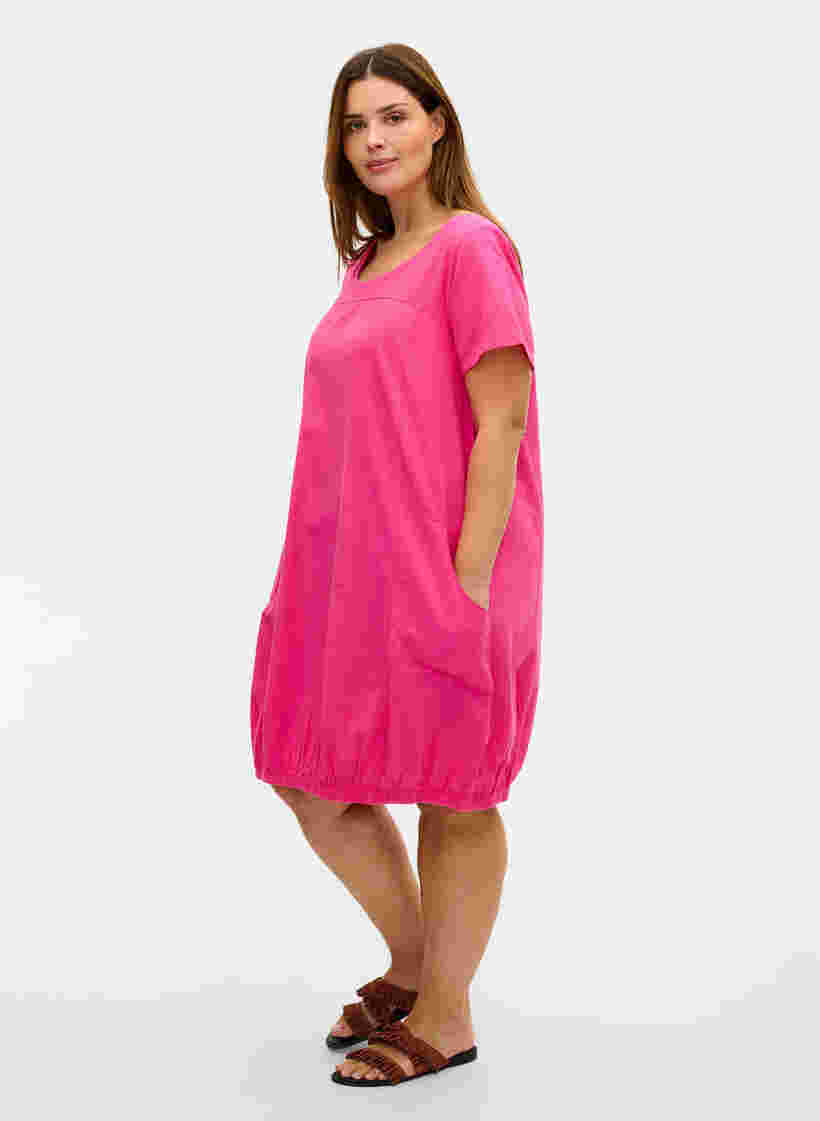 Kurzarm Kleid aus Baumwolle, Beetroot Purple, Model image number 2