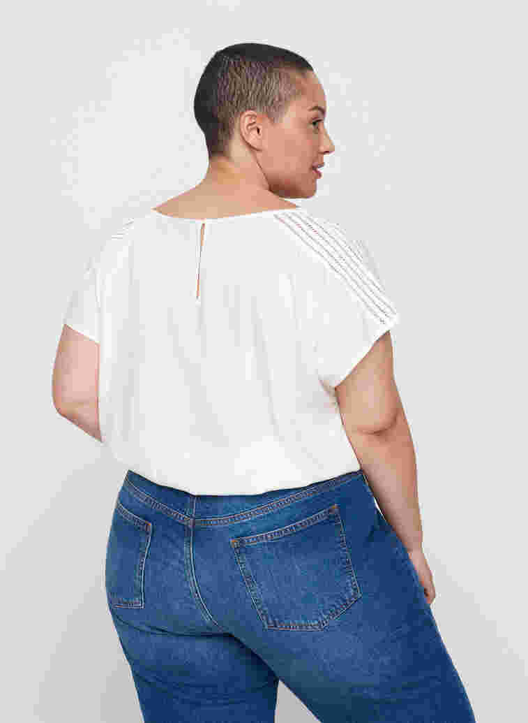 Kurzarm Bluse aus Viskose, Bright White, Model image number 1