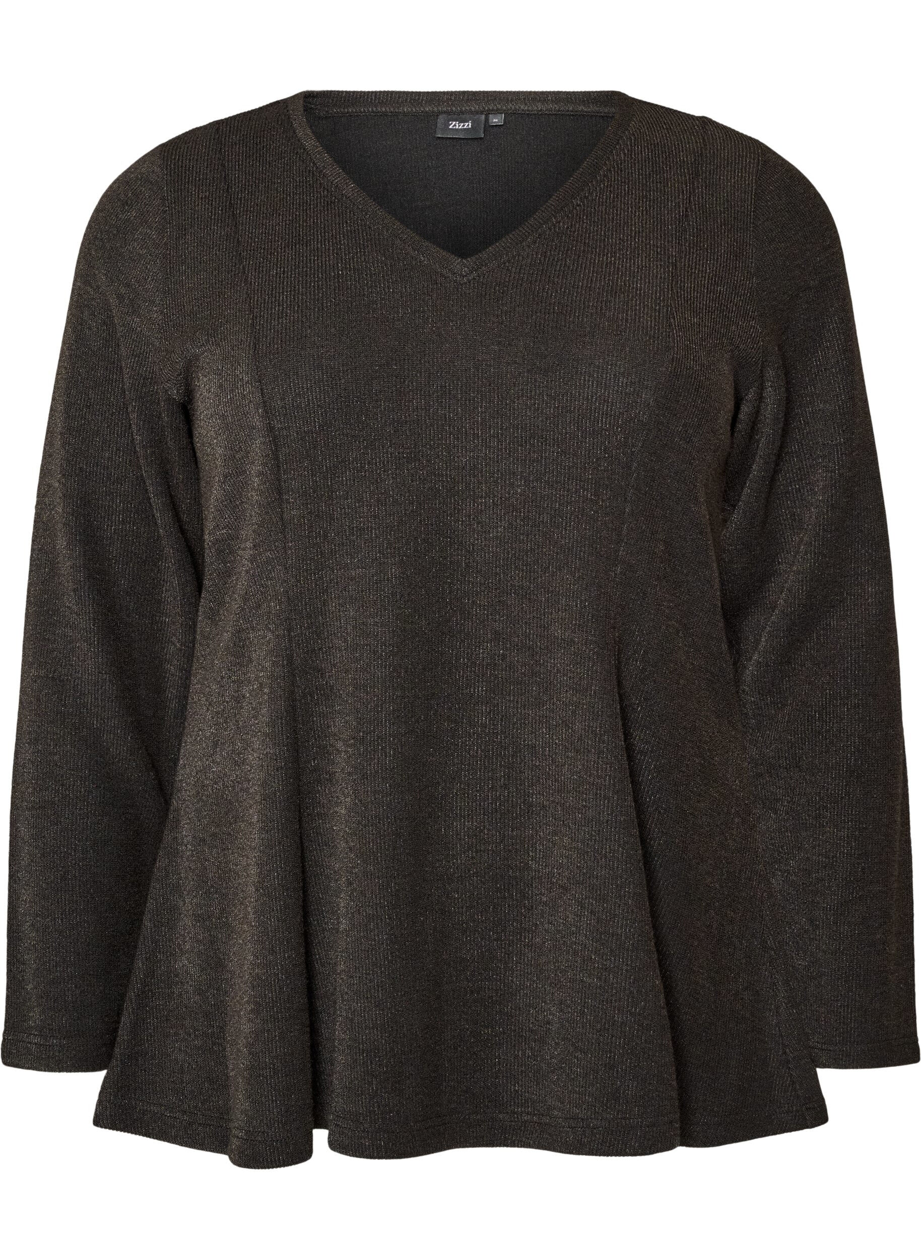 ZizziBluse aus Jersey mit gerippter Struktur und A-Linien-Passform, Schwarz, Packshot image number 0