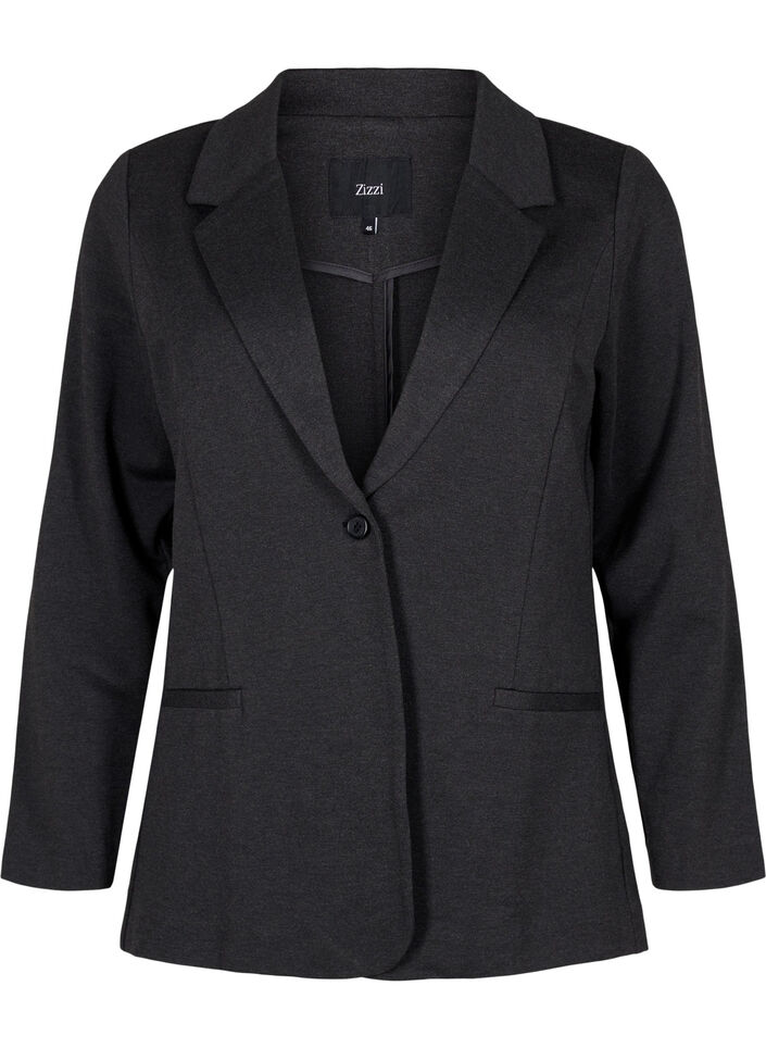 Schlichter Blazer mit Knopf und Dekorationstaschen, Grau, Packshot image number 0
