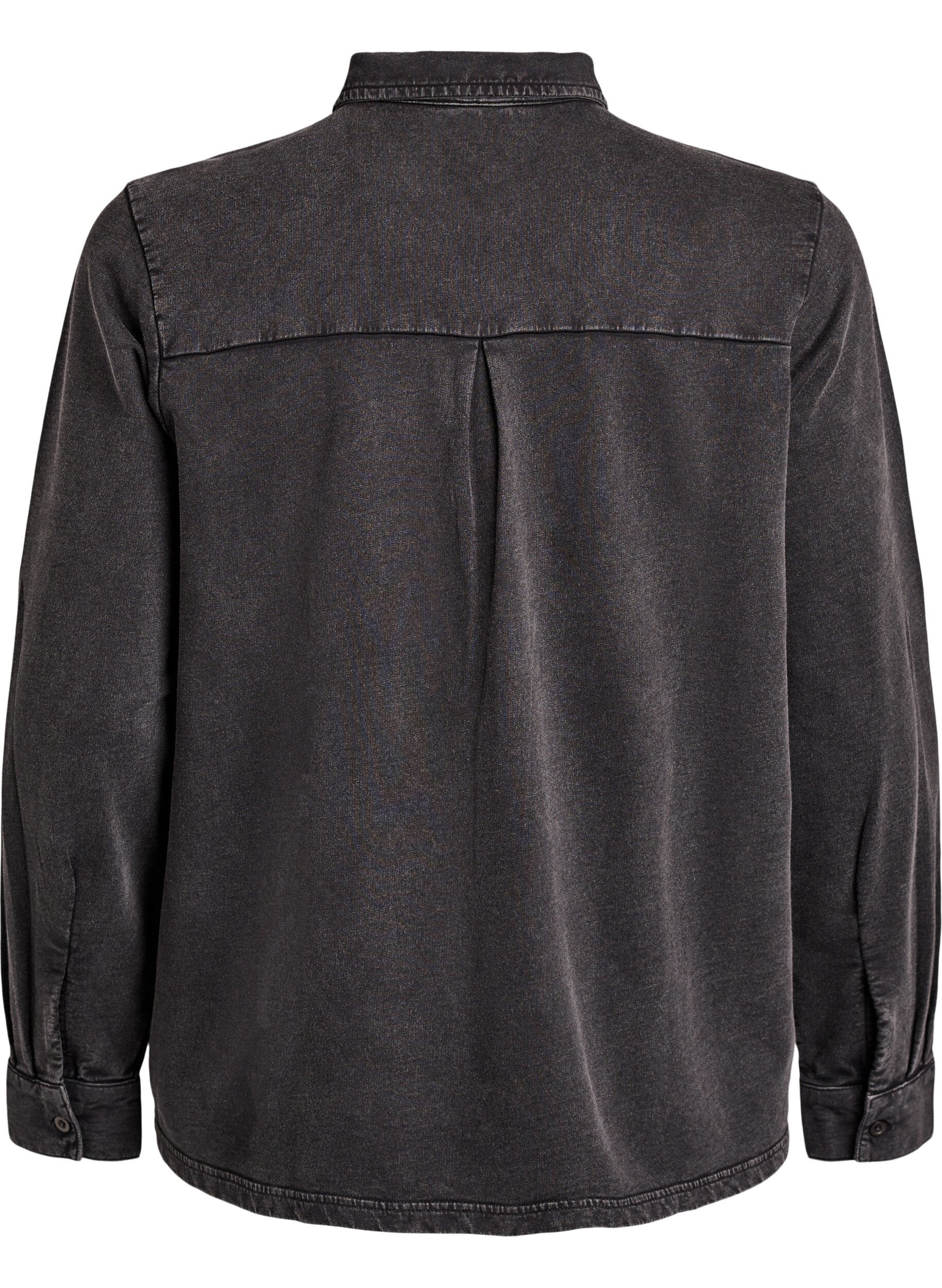 Zizzi Shirt aus Sweatstoff mit Washed-Effekt, Grau, Packshot image number 1