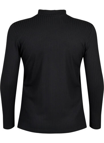 Taillierte Bluse aus Viskose mit hohem Halsausschnitt, Black, Packshot image number 1