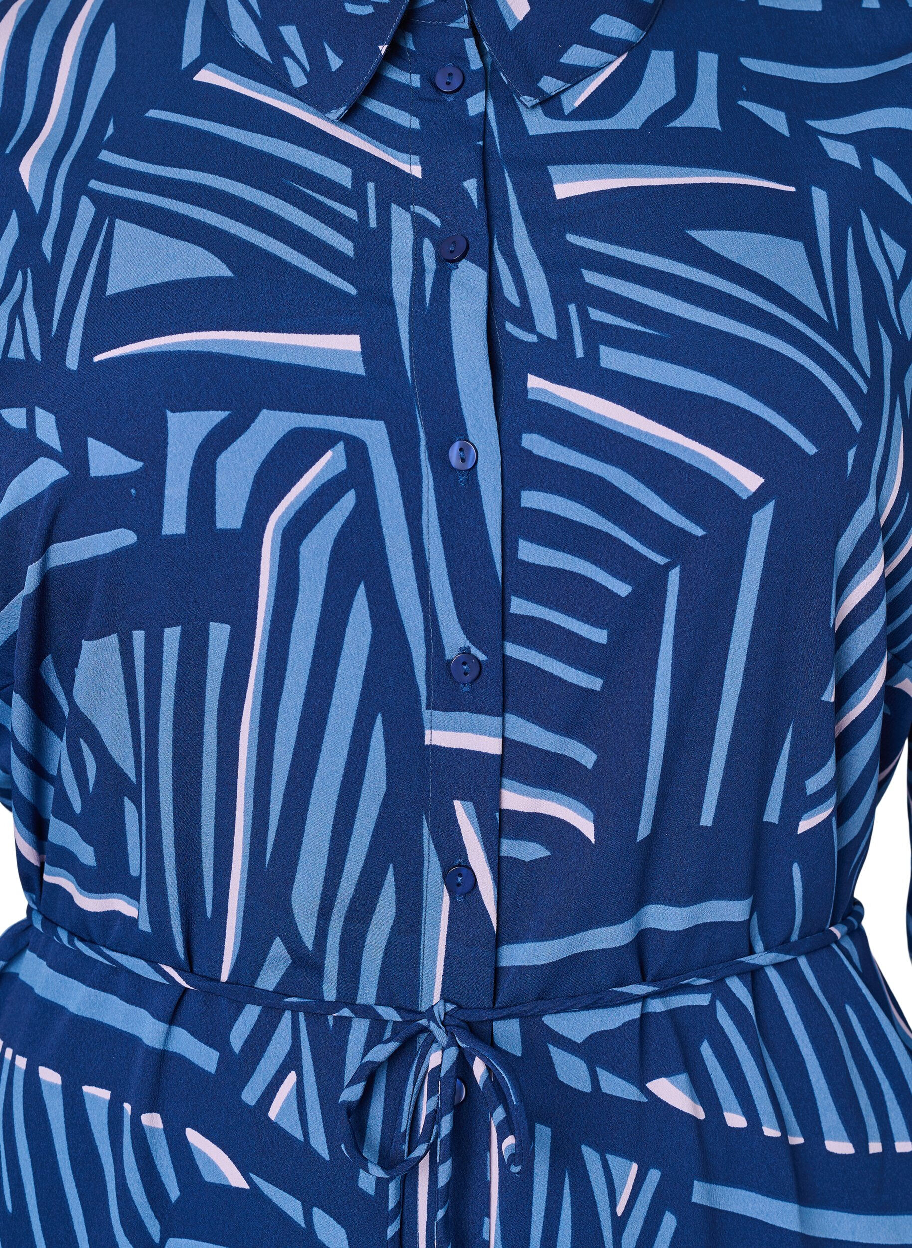 Zizzi FLASH - Hemdkleid mit Print, Medieval Blue AOP, Packshot image number 2