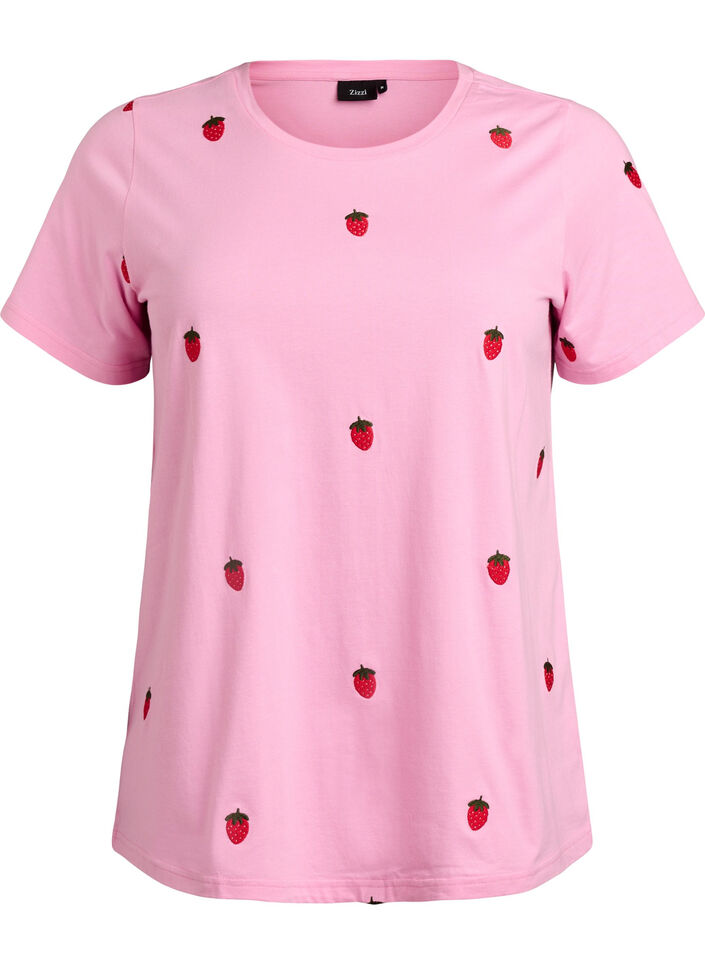 T-Shirt aus Bio-Baumwolle mit aufgestickten Motiven, Pink, Packshot image number 0