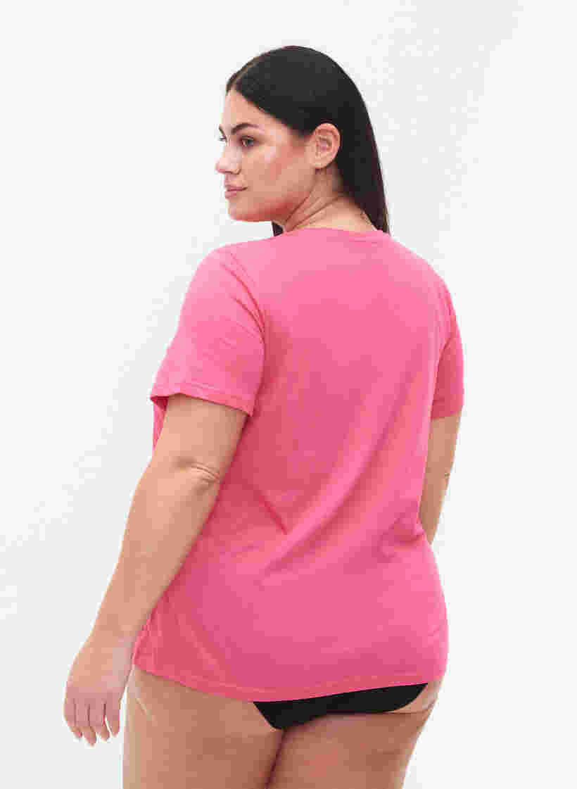 Baumwoll-T-Shirt mit Aufdruck und kurzen Ärmeln, Hot Pink Create, Model image number 1