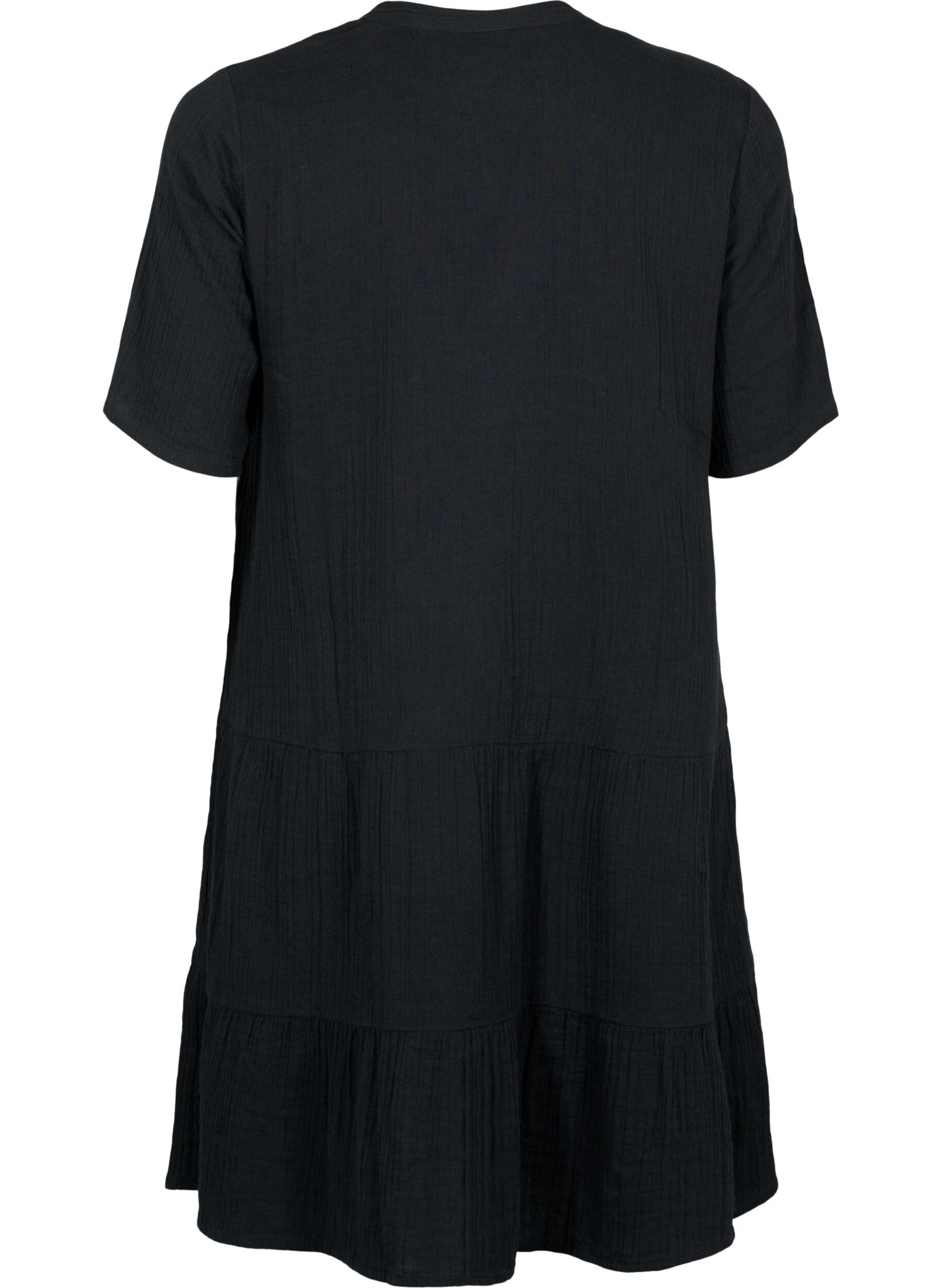 Zizzi Kurzarmkleid aus 100 % Baumwolle, Black, Packshot image number 1