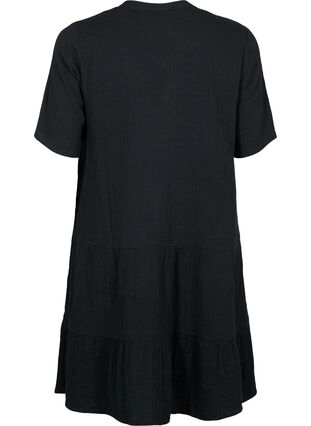 Kurzarmkleid aus 100 % Baumwolle, Black, Packshot image number 1