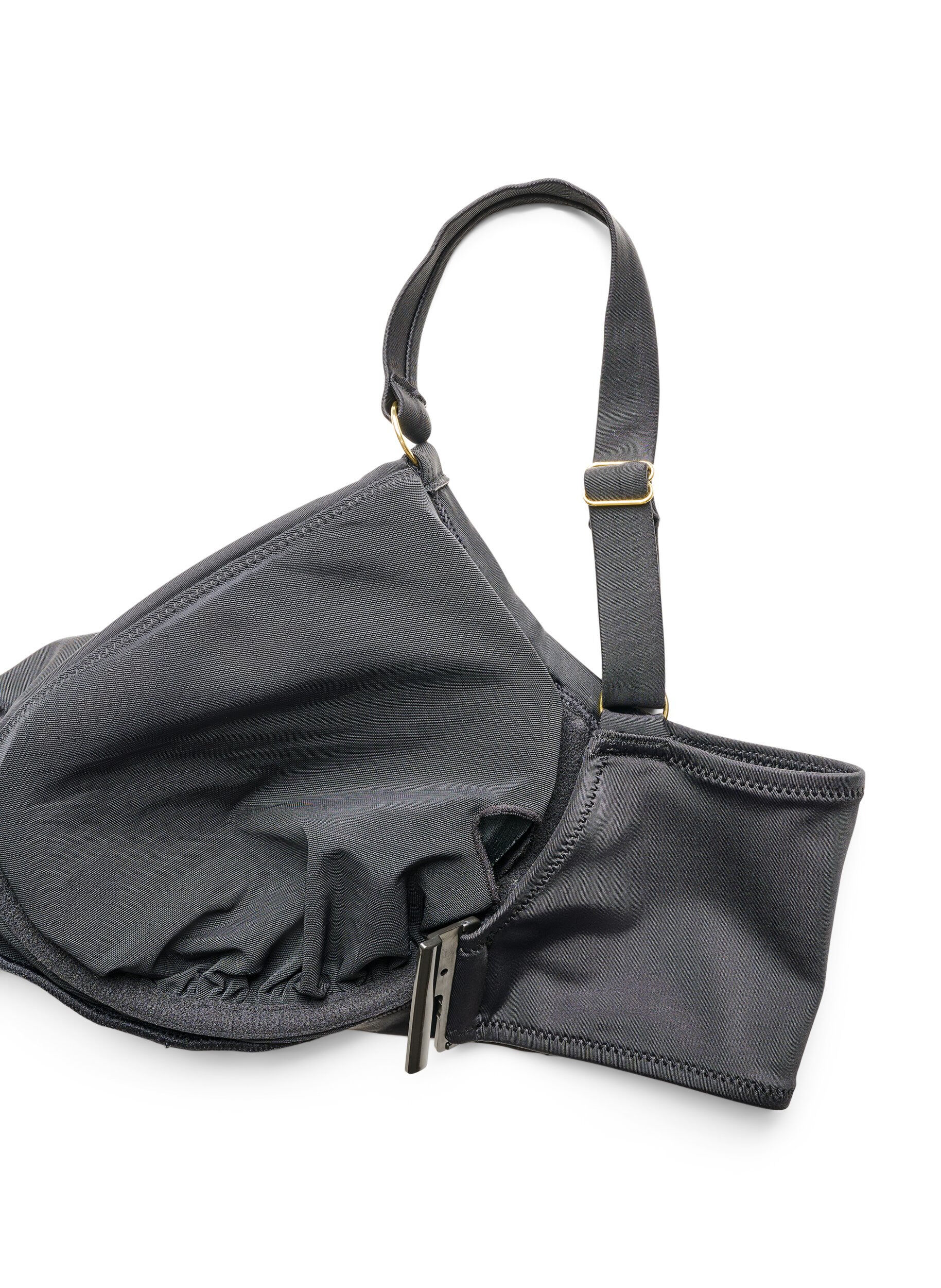 ZizziBikini Top mit B&uuml;gel und goldfarbenem Detail, Schwarz, Packshot image number 3