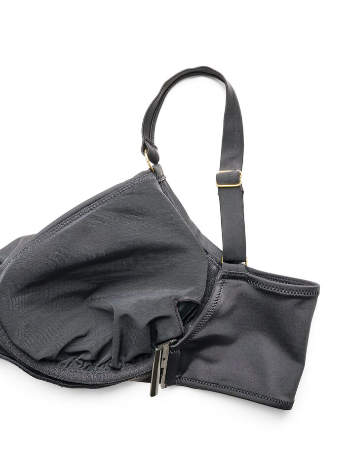 Bikini Top mit B&uuml;gel und goldfarbenem Detail, Schwarz, Packshot image number 3