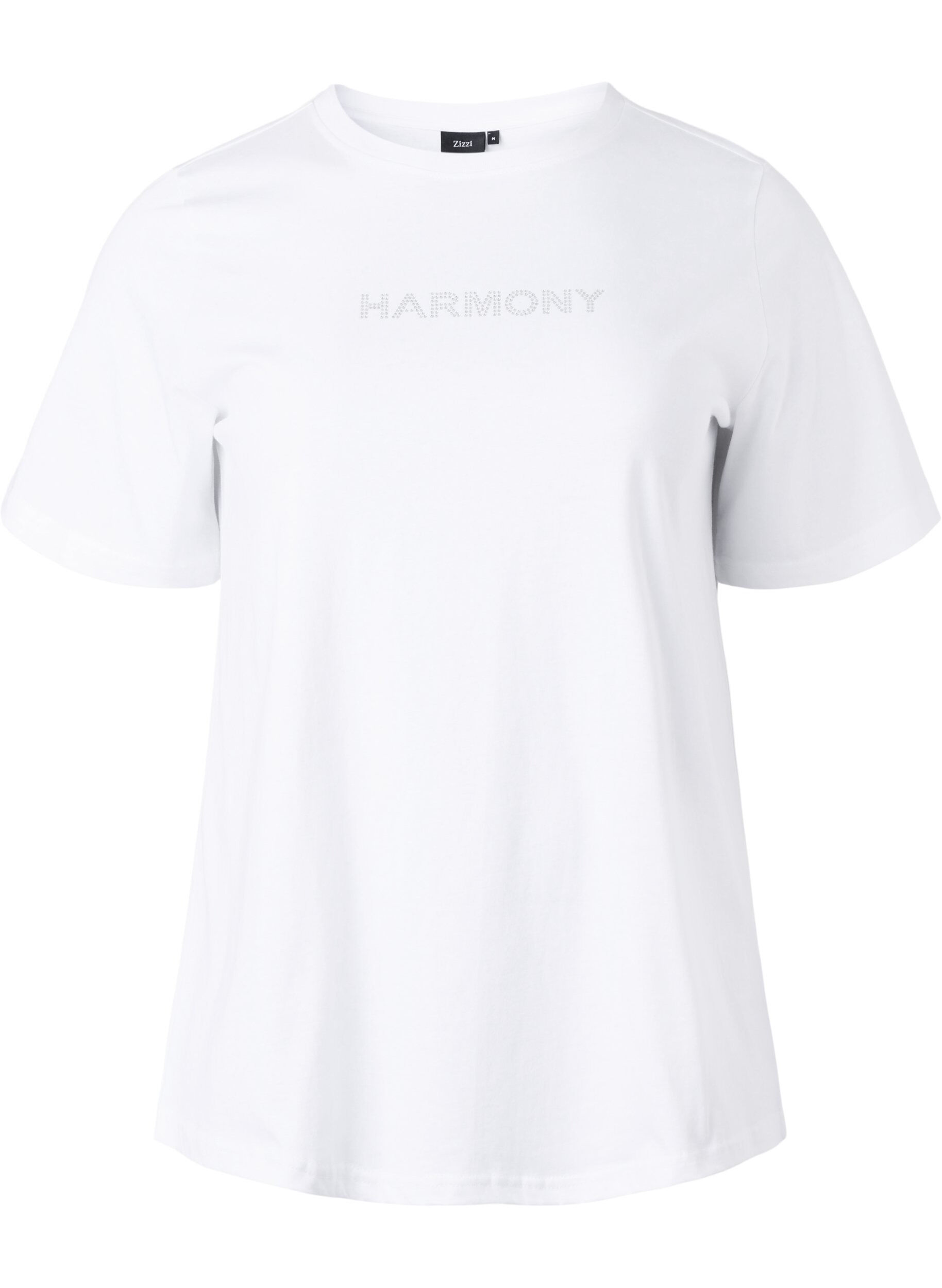 Zizzi T-Shirt aus Bio-Baumwolle mit Text, White HARMONY, Packshot image number 0