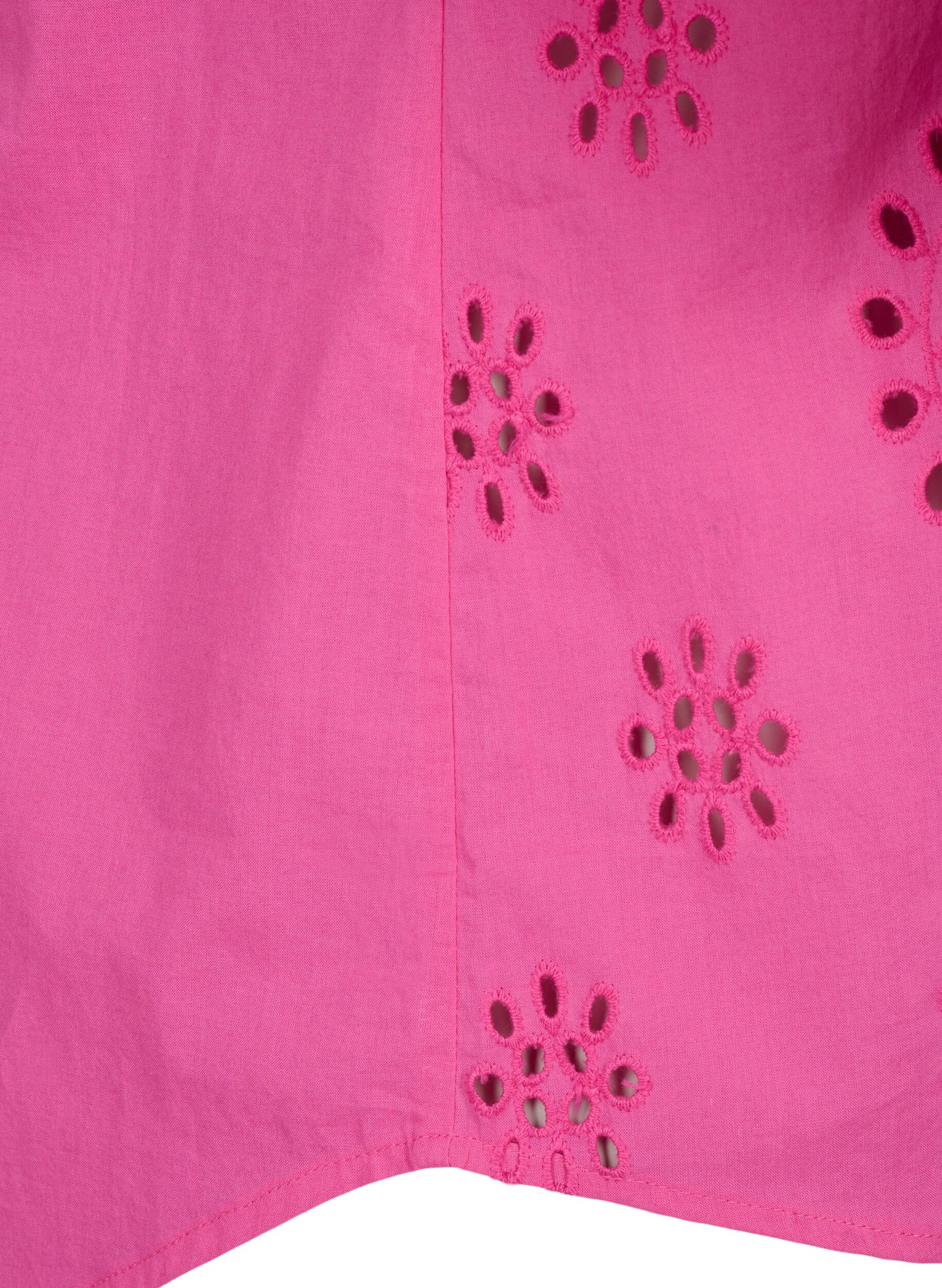 Zizzi Hemdbluse mit Lockstickerei und 3/4-&Auml;rmeln, Raspberry Rose, Packshot image number 3