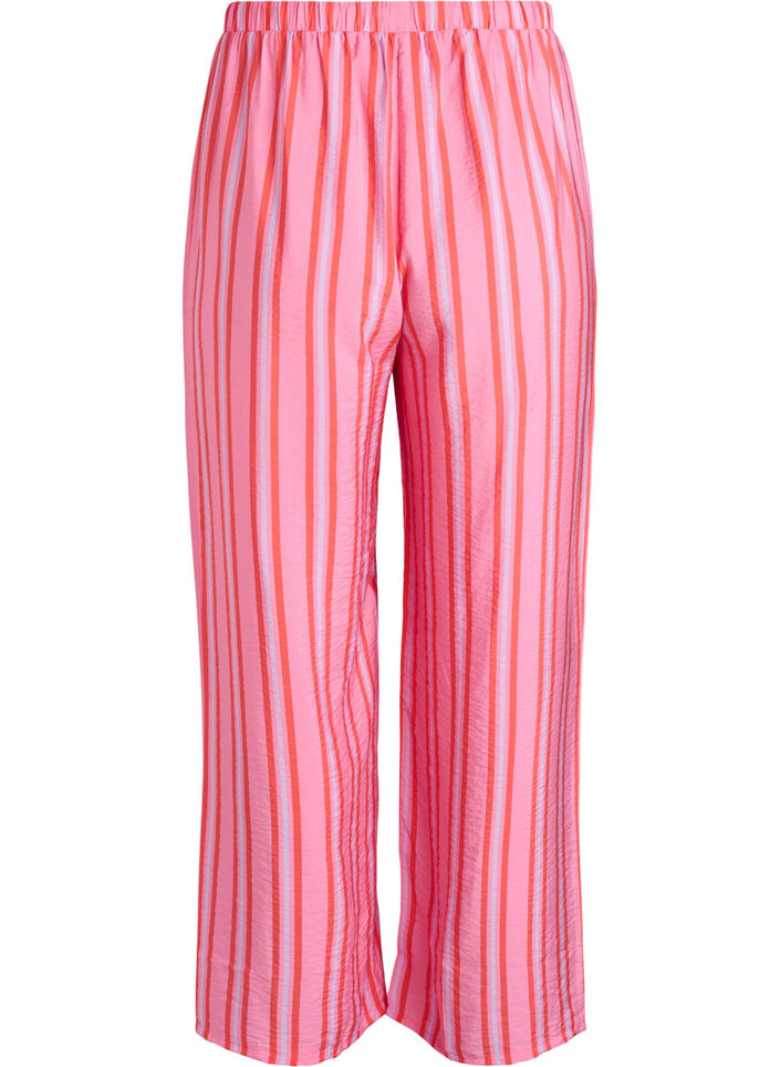Gestreifte Hose mit hoher Taille und weiten Beinen, Pink, Packshot image number 1