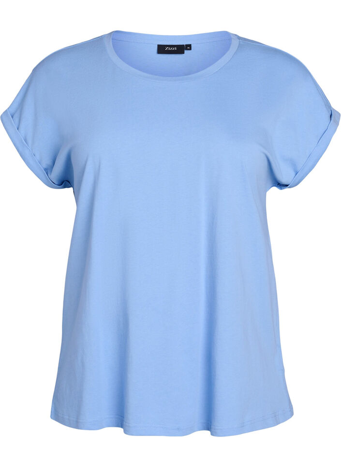 Kurz&auml;rmliges T-Shirt aus einer Baumwollmischung, Blau, Packshot image number 0