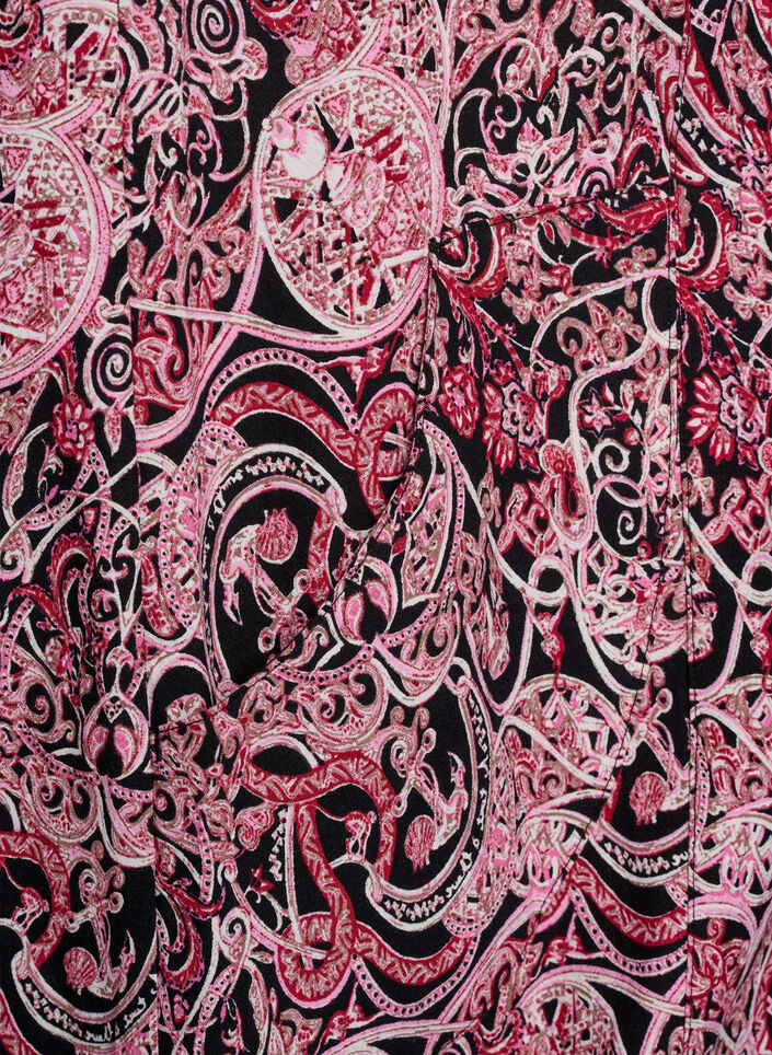 Kurz&auml;rmliges Baumwollkleid mit Print, Schwarz, Packshot image number 3