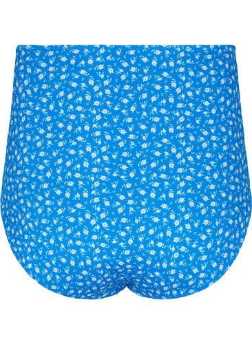 Extra hoch taillierte Bikini-Hose mit Blumenprint, Blue Flower Print, Packshot image number 1