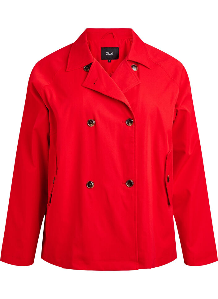 Kurzer Trenchcoat mit Taschen, Rot, Packshot image number 0