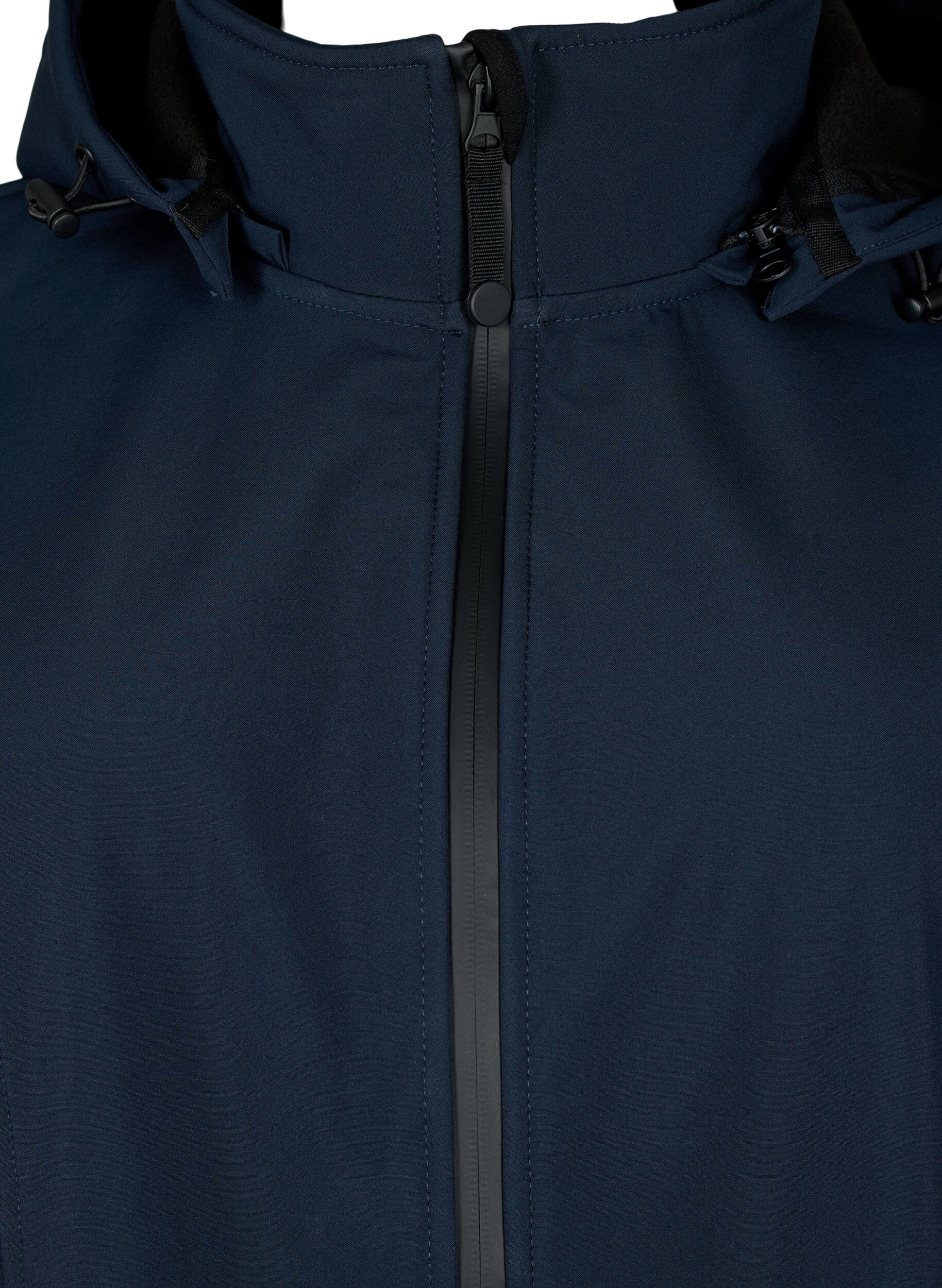 ZizziKurze Softshell-Jacke mit abnehmbarer Kapuze, Blau, Packshot image number 2