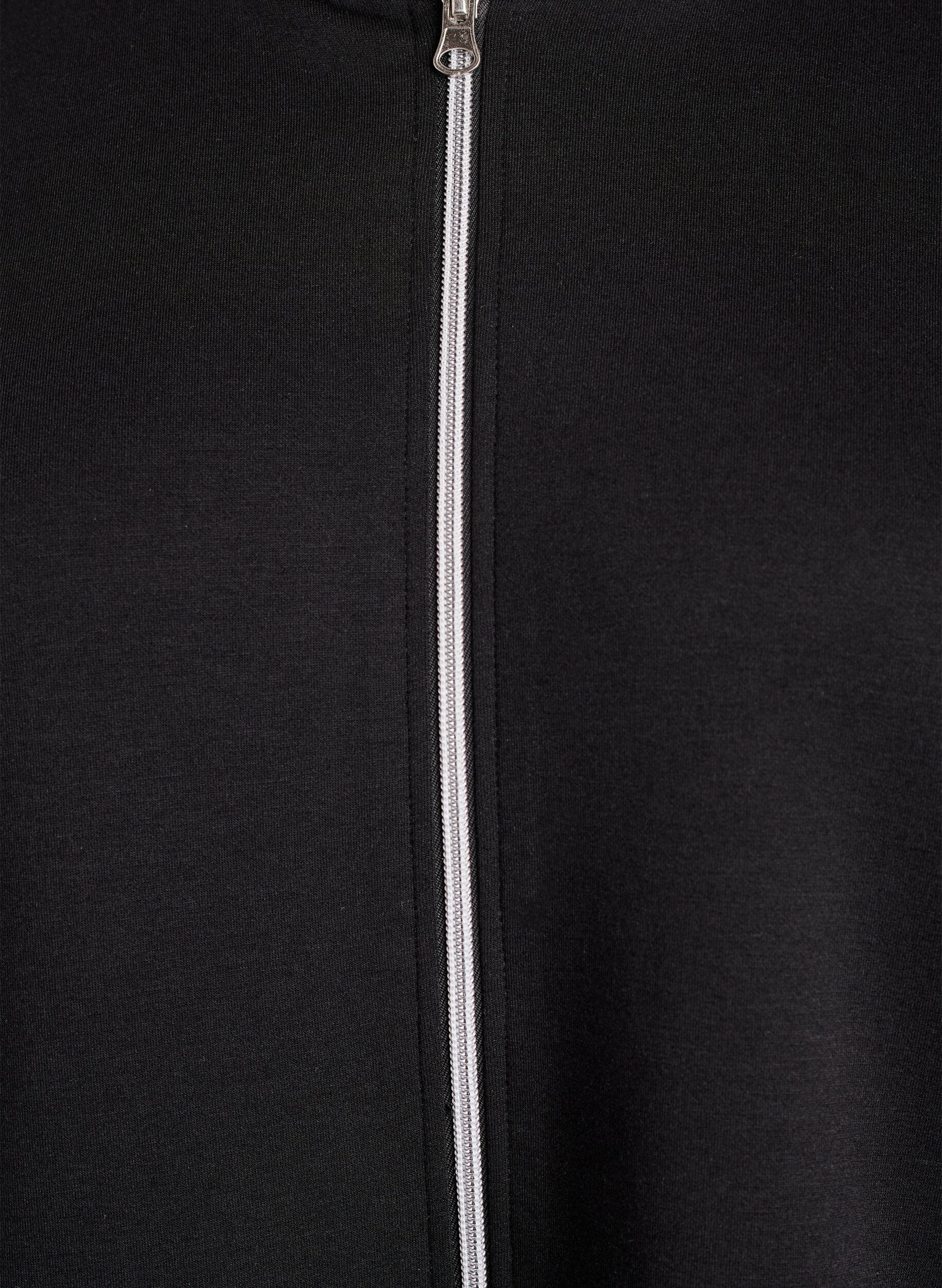 Zizzi Scuba-Hoodie mit Rei&szlig;verschluss und Taschen, Schwarz, Packshot image number 2