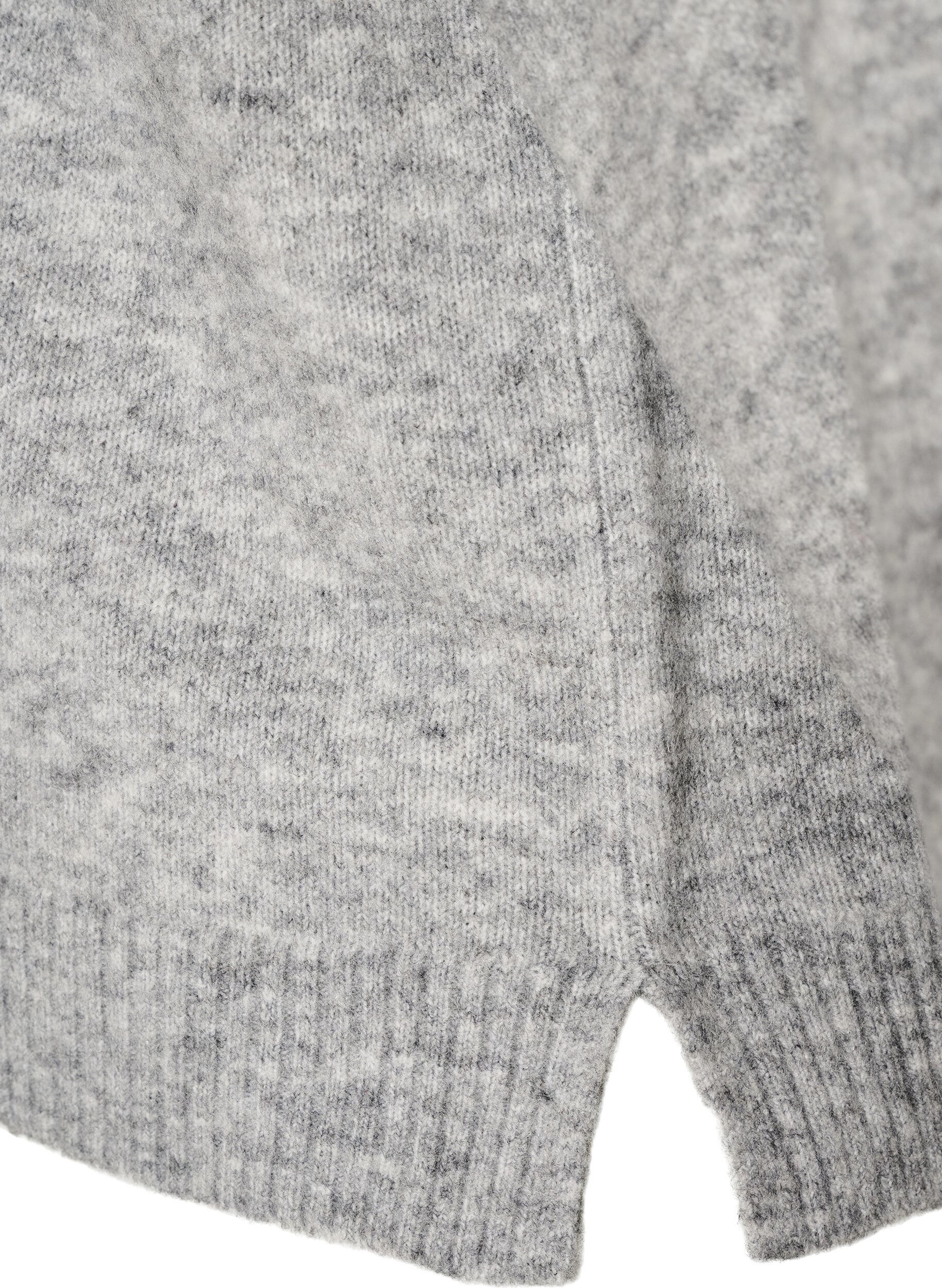 ZizziLocker gestrickte Bluse mit Alpaka und Wolle, Grau, Packshot image number 3